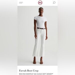 AG Adriano Goldschmied off white/cream Farrah Boot Crop Jeans